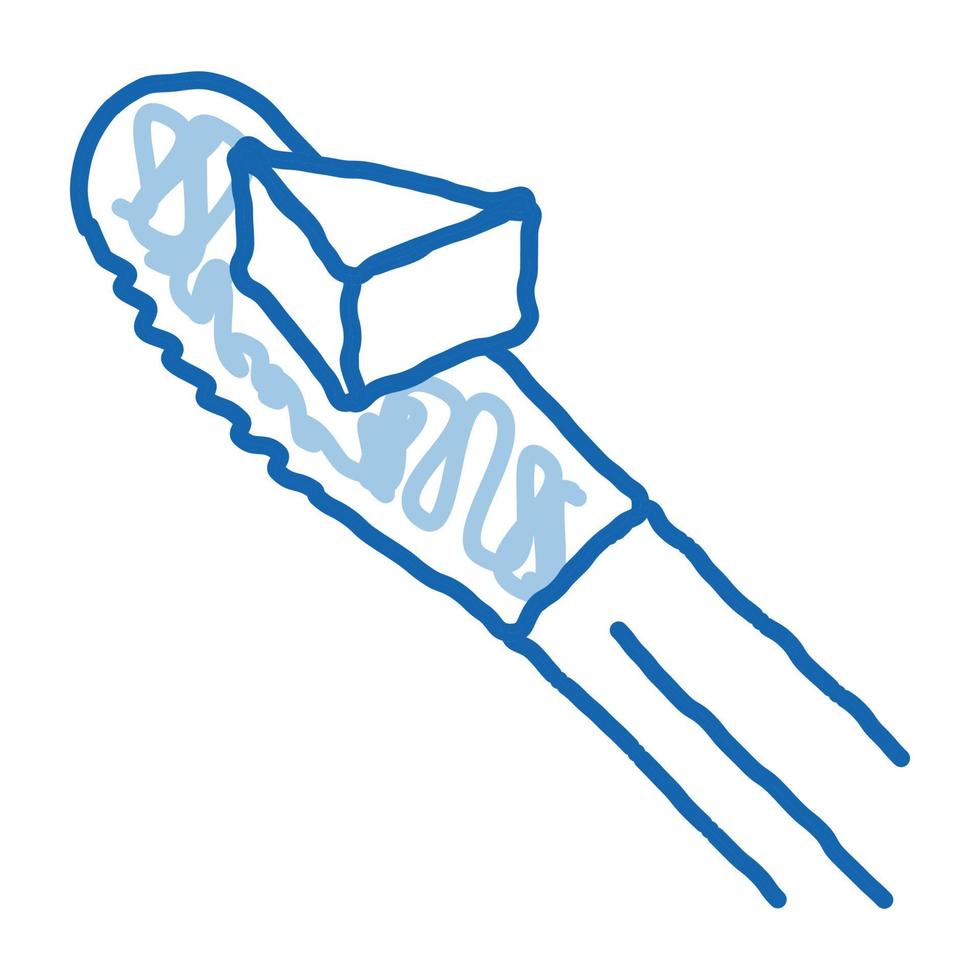 pedaço de manteiga na faca doodle ilustração desenhada à mão vetor