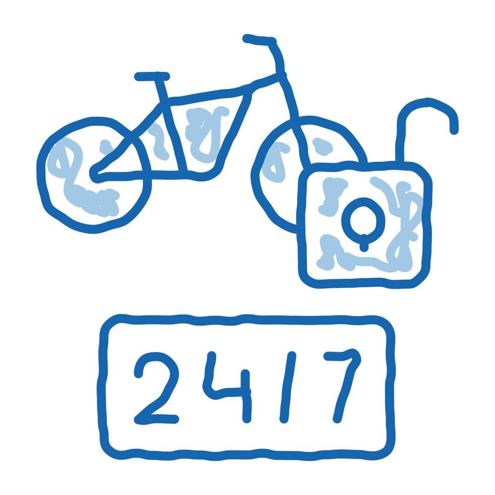 serviços de compartilhamento de bicicletas 24 horas ícone doodle ilustração desenhada à mão vetor