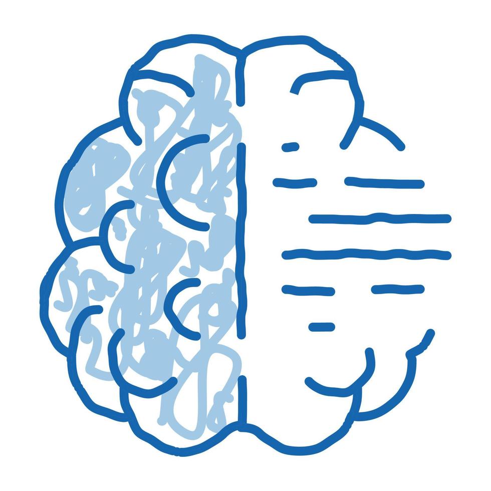 ícone de rabisco de saúde mental do cérebro ilustração desenhada à mão vetor