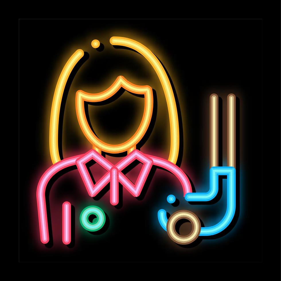 ilustração de ícone de brilho neon de jogador de golfe de mulher vetor