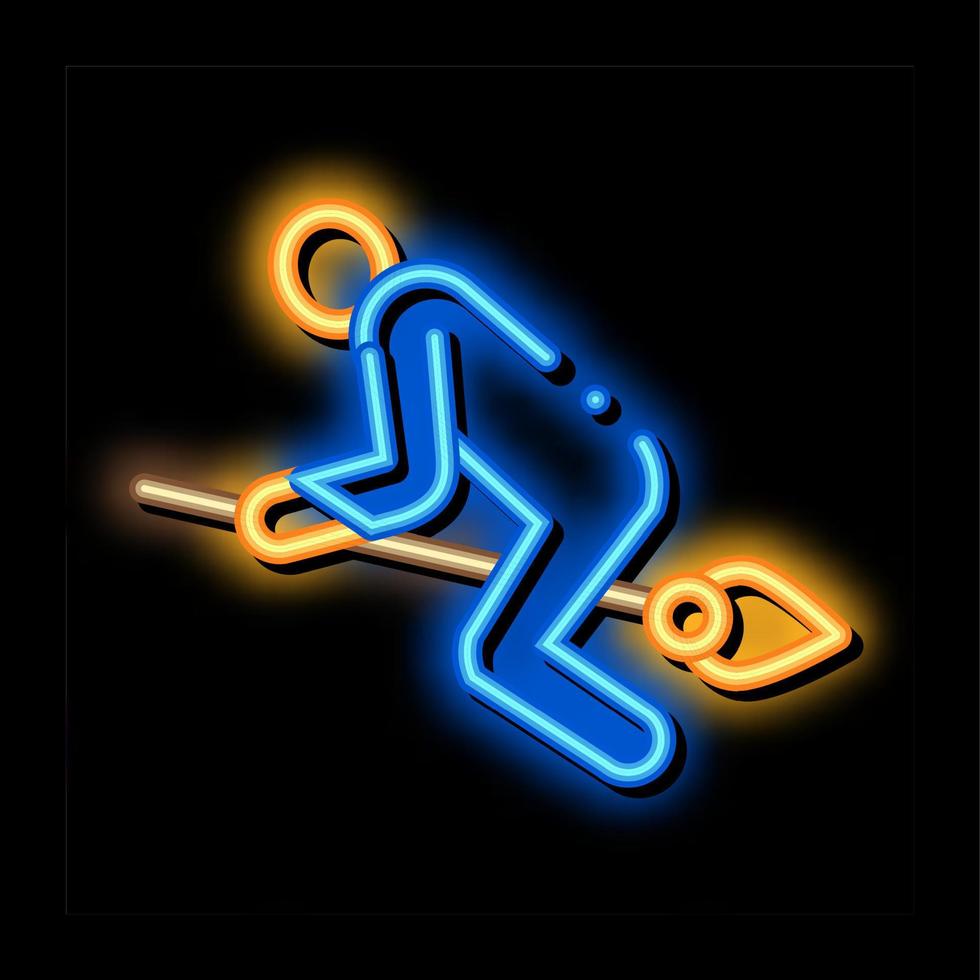 ilustração de ícone de brilho neon de vassoura de bruxa vetor