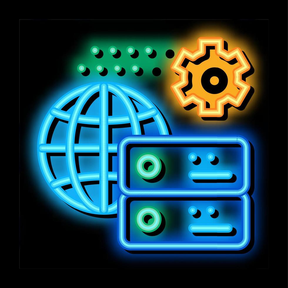 configurações globais ilustração do ícone de brilho neon vetor