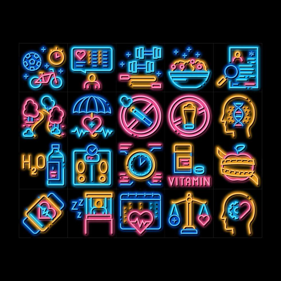 ilustração de ícone de brilho neon de estilo de vida saudável vetor