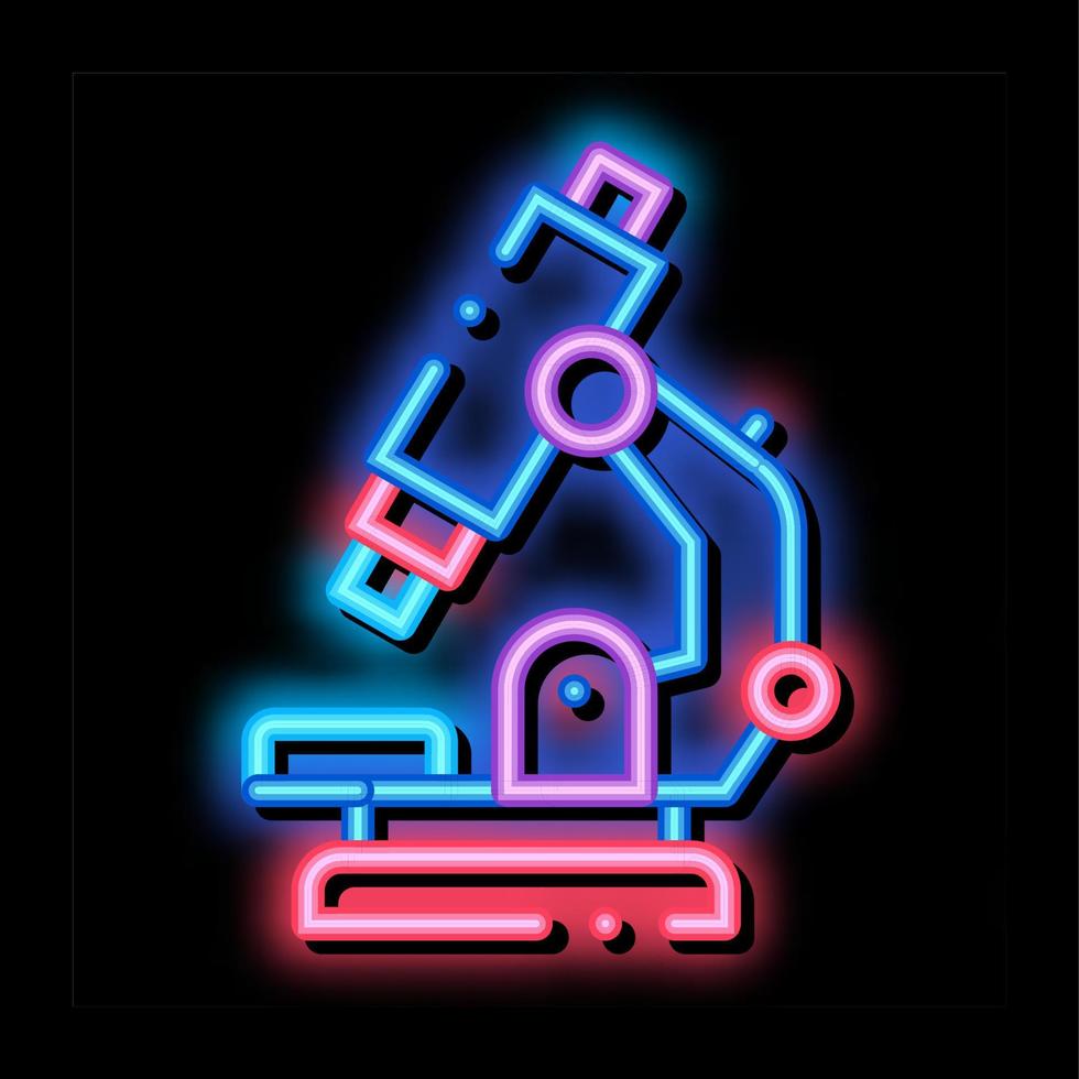 ilustração do ícone do brilho neon do microscópio do equipamento médico vetor