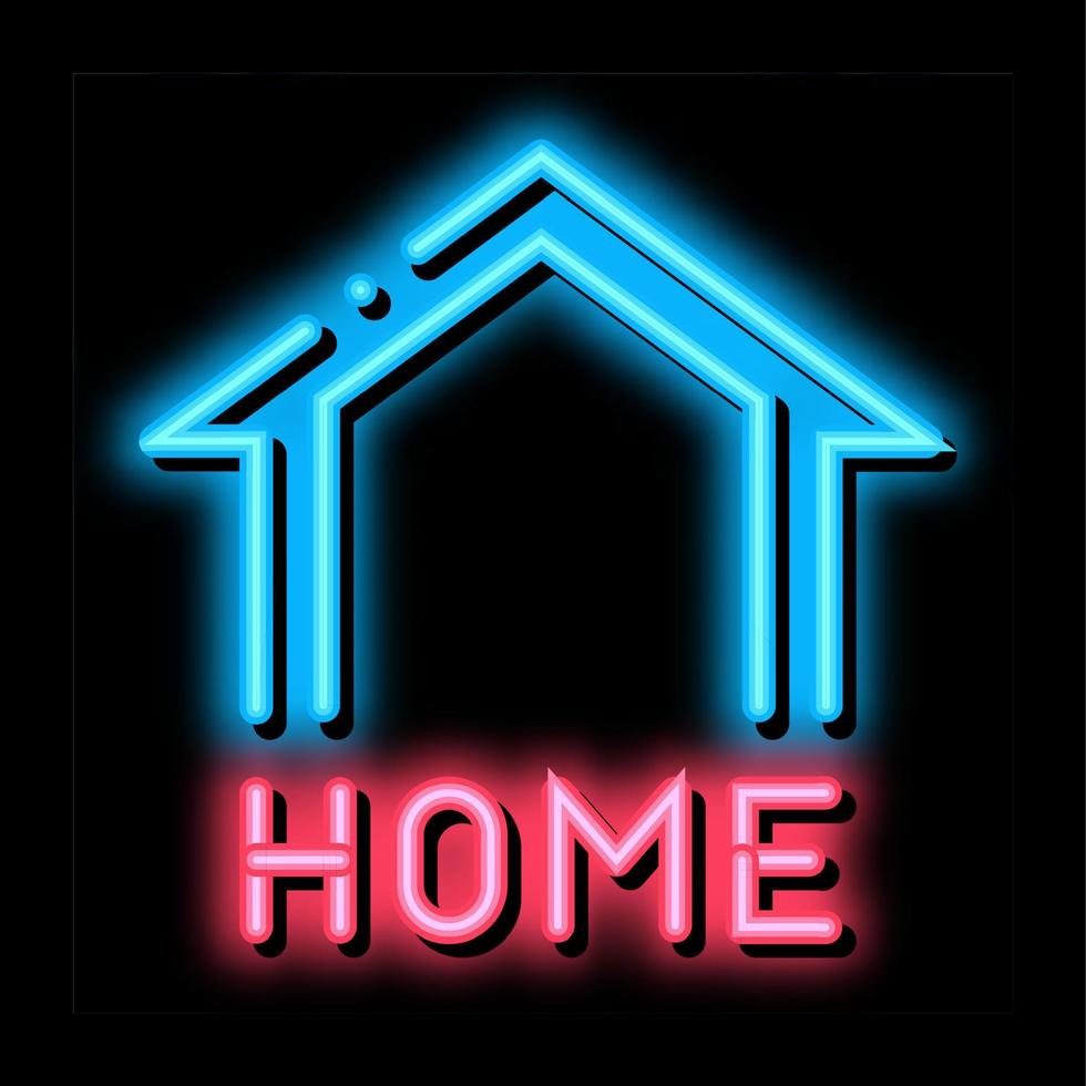 ilustração do ícone de brilho neon do botão home da loja virtual vetor