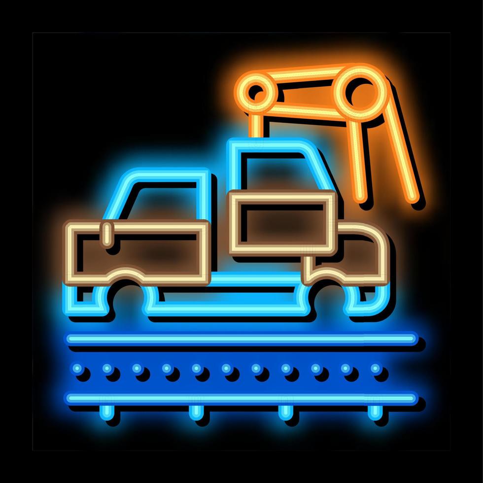 ilustração de ícone de brilho neon de fabricação de carros vetor