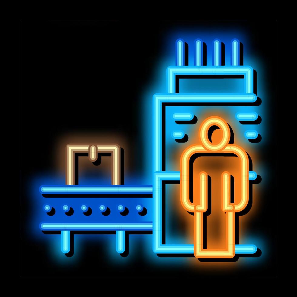 ilustração de ícone de brilho neon de operador de máquina de fabricação vetor