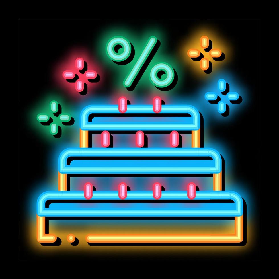 desconto de venda de aniversário ícone de brilho neon ilustração vetor