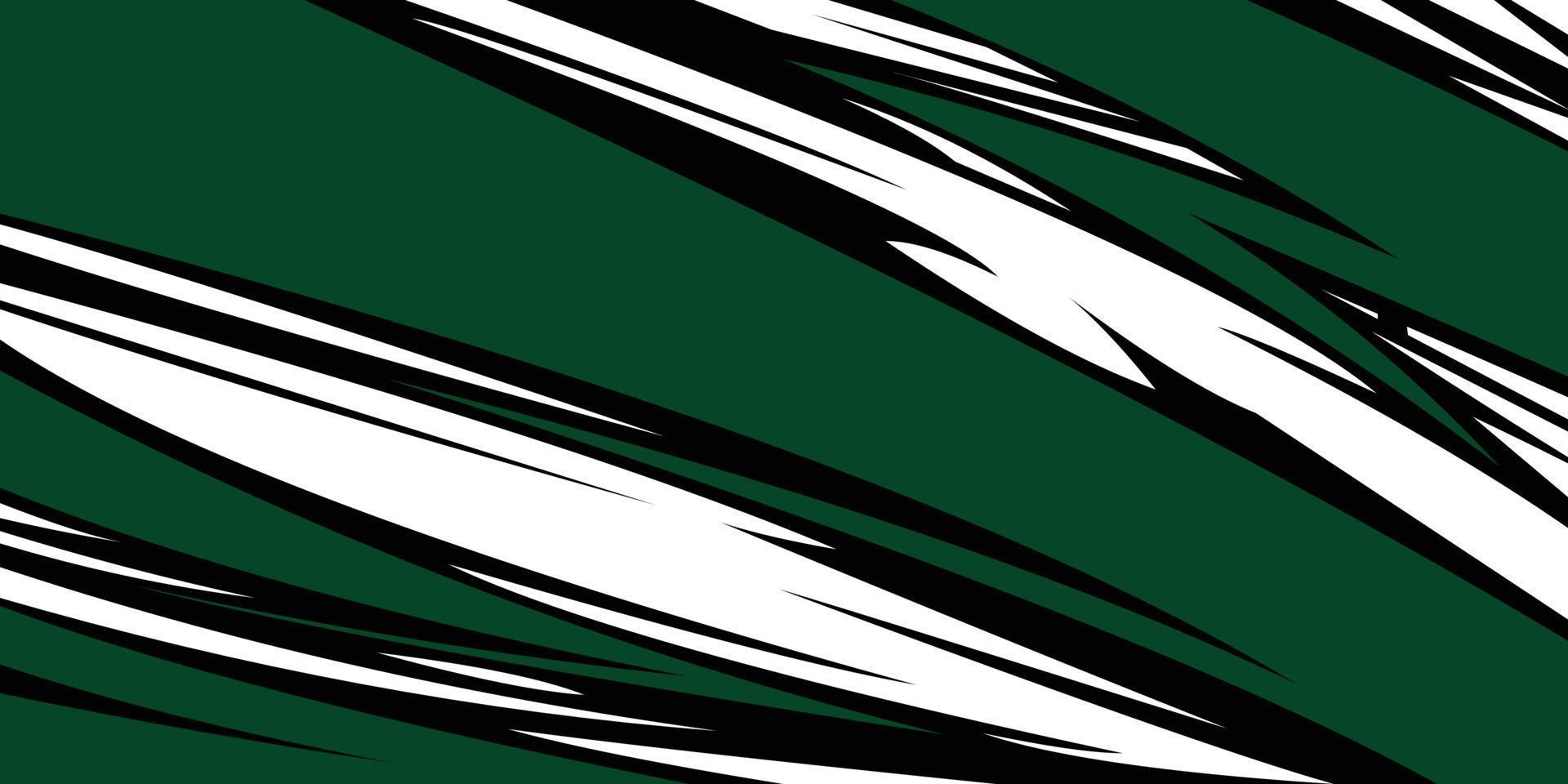 fundo de esportes geométricos abstratos com cor ggreen, preto e branco. gráfico de padrão de linha de corrida para equipe de camisa de esportes radicais, envoltório de vinil e decalque. vetor