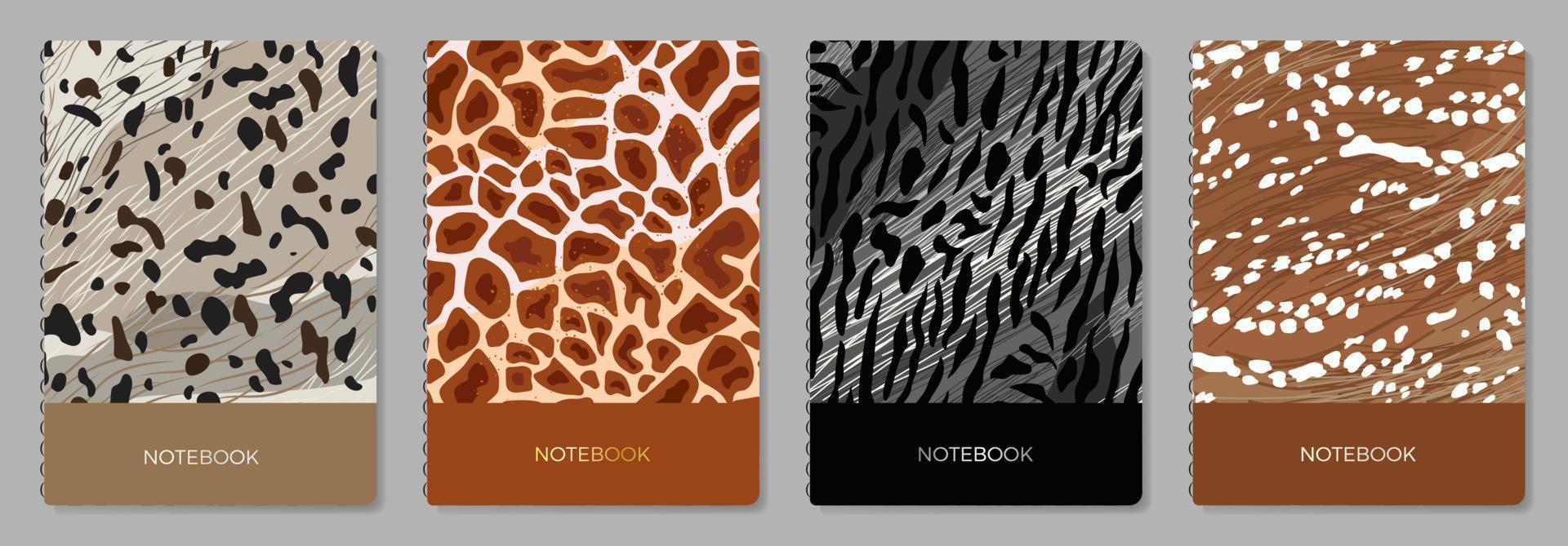 modelos de capa. estampas de pele de animais vetoriais. aplicável para notebooks, planejadores, brochuras, livros, catálogos etc. padrões, fáceis de redimensionar. vetor