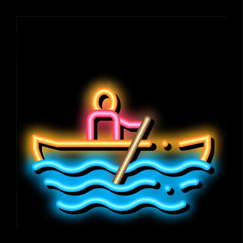 barco a remo canoagem ícone de brilho neon ilustração vetor