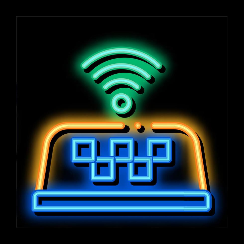 presença de wi-fi na ilustração do ícone de brilho neon on-line de táxi vetor