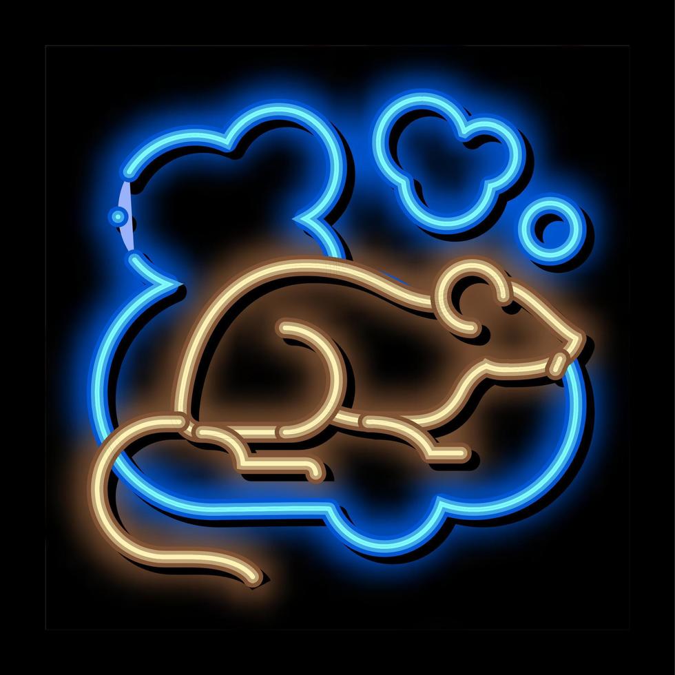 rato na ilustração do ícone de brilho neon de fumaça vetor