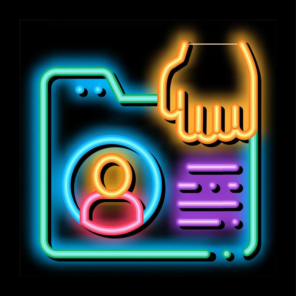 ilustração de ícone de brilho neon de roubo de identidade vetor