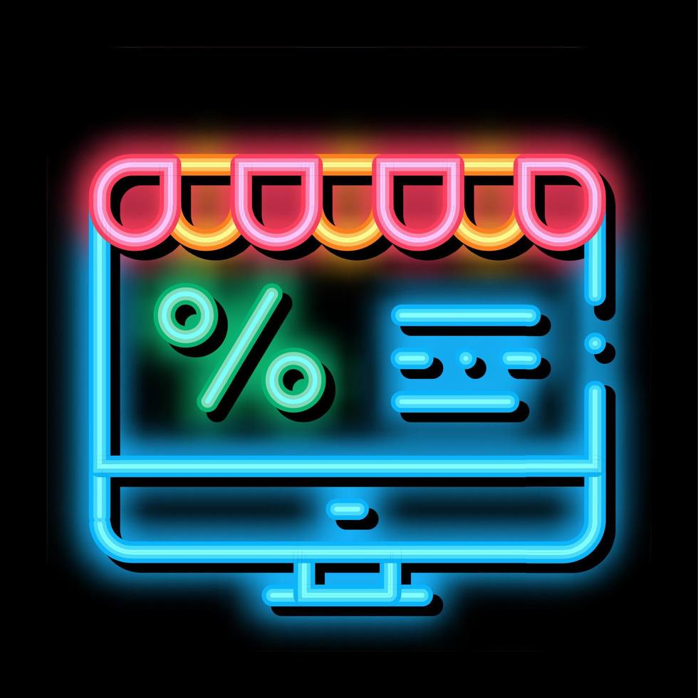 ilustração de ícone de brilho neon de email por cento de computador vetor