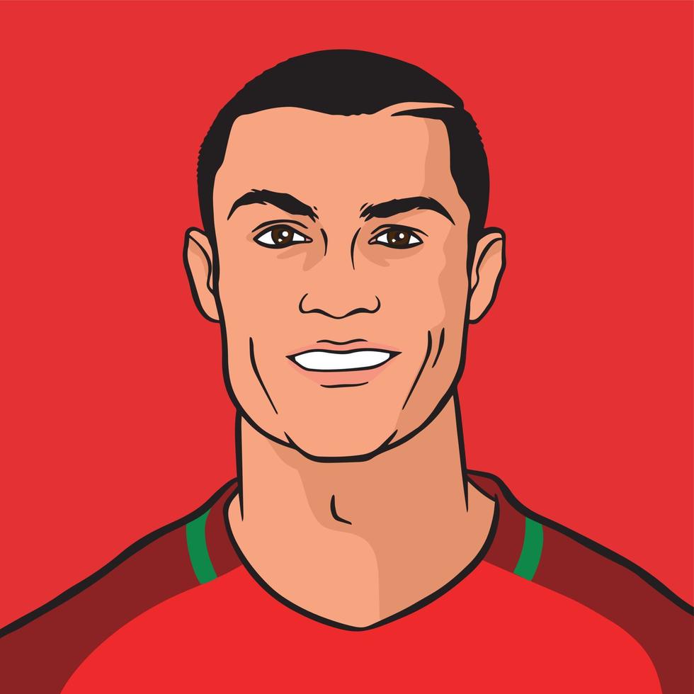 ilustração de retrato vetorial do jogador de futebol português cristiano ronaldo vetor