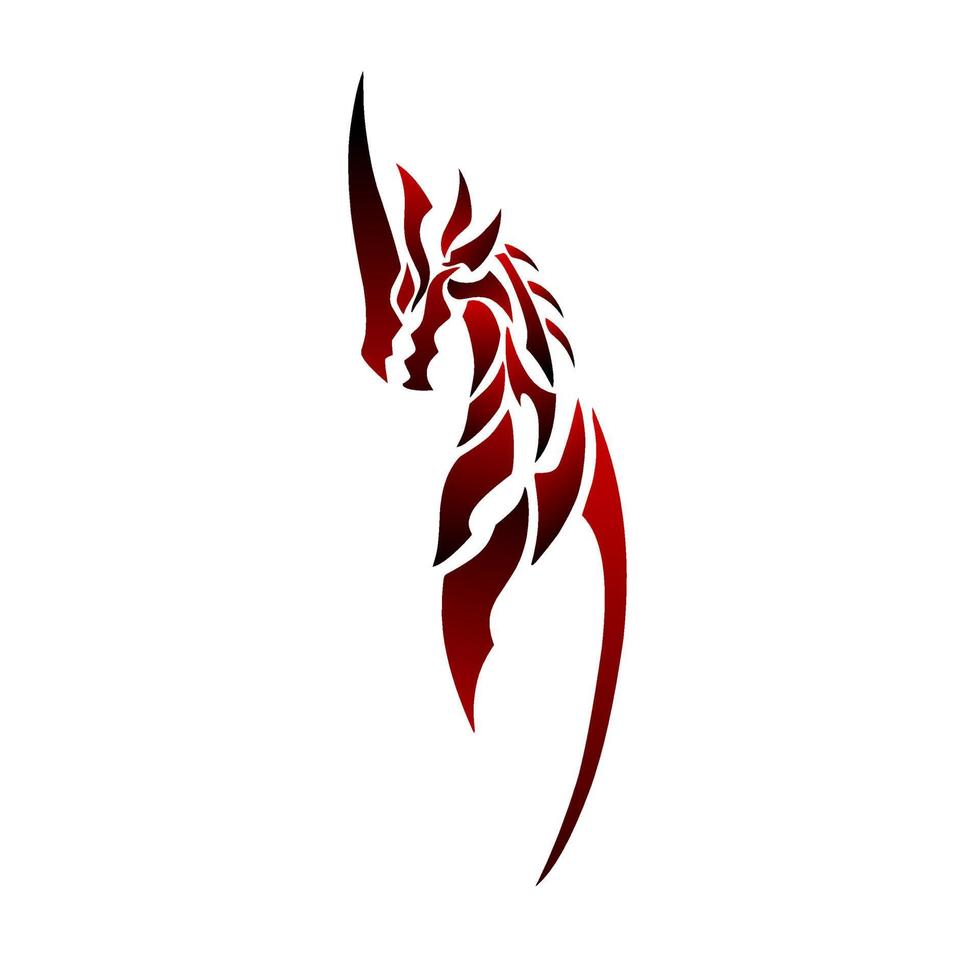 gráfico vetorial de ilustração de dragão de tatuagem de arte tribal cor vermelha e preta vetor