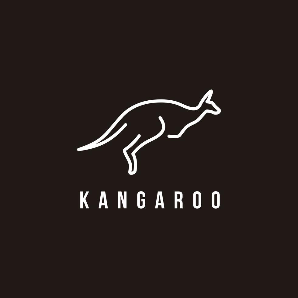 ilustração de design de logotipo de ícone plano animal de arte de linha canguru vetor