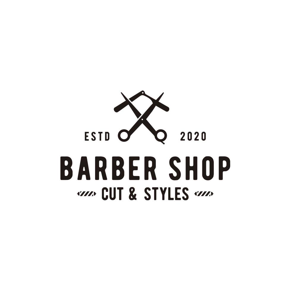 vetor de design de ícone de logotipo de barbearia ou corte de cabelo