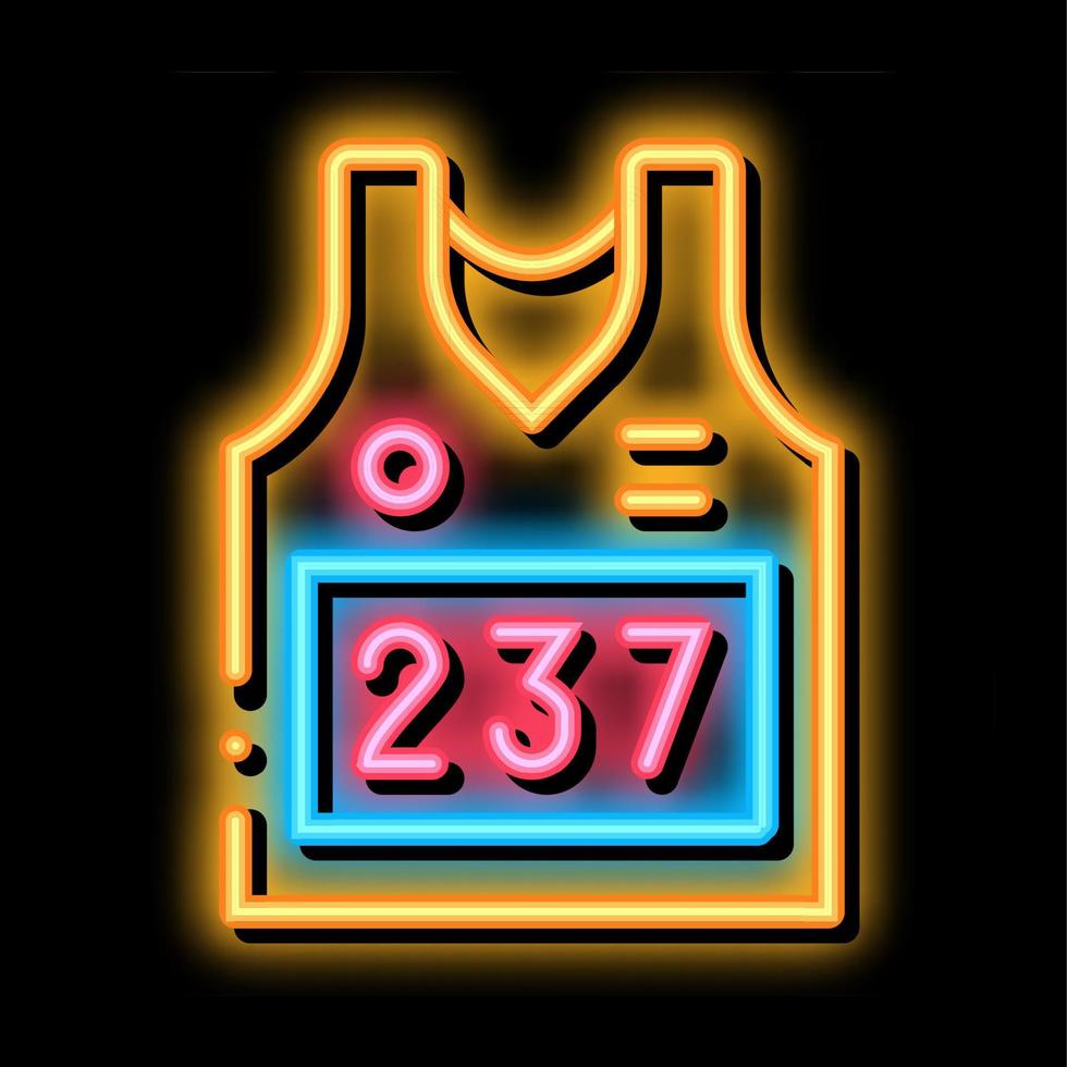 colete com ilustração de ícone de brilho neon de número de atleta pessoal vetor