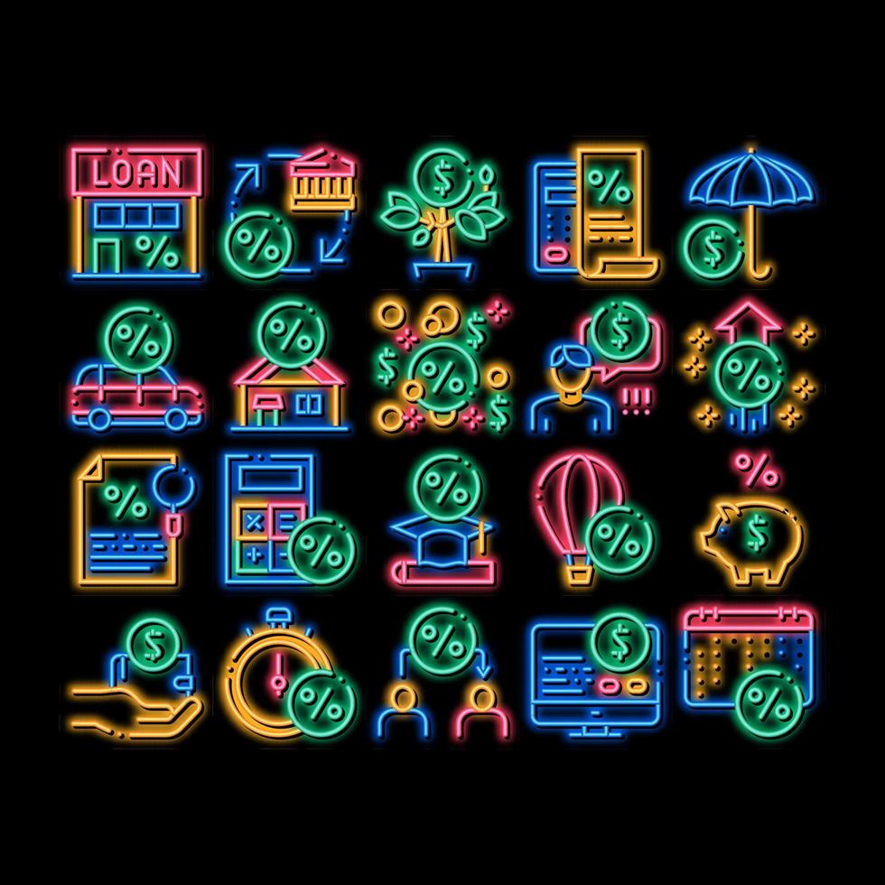 ilustração de ícone de brilho neon de empréstimo de dia de pagamento vetor