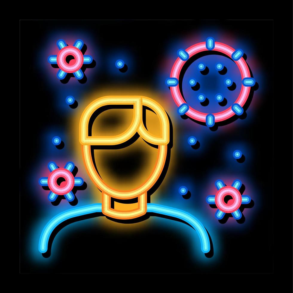 ilustração do ícone de brilho neon do micróbio humano vetor