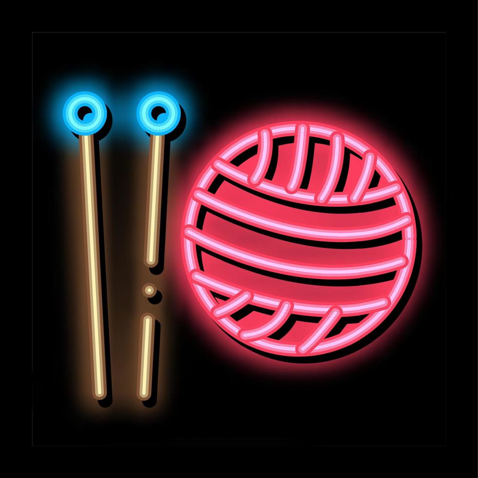 ilustração de ícone de brilho neon de agulhas de tricô vetor