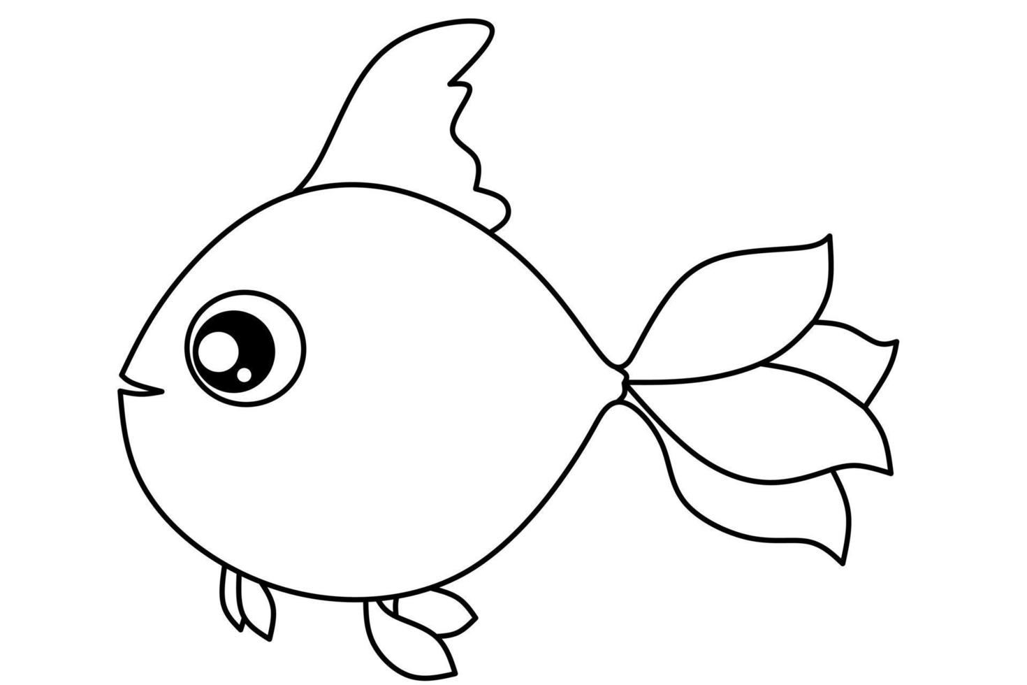 imagem de contorno de peixe ornamental dos desenhos animados para livro de colorir vetor
