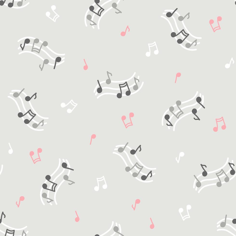 padrão vetorial perfeito com notas musicais desenhadas à mão no estilo doodle vetor