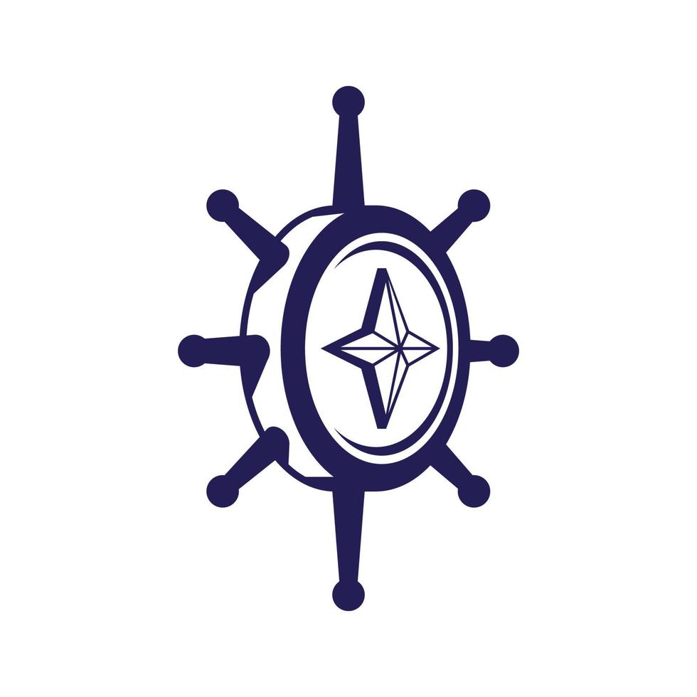 31ss.epsship volante e bússola navegação símbolo ou logotipo isolado no fundo branco - ilustração do vetor