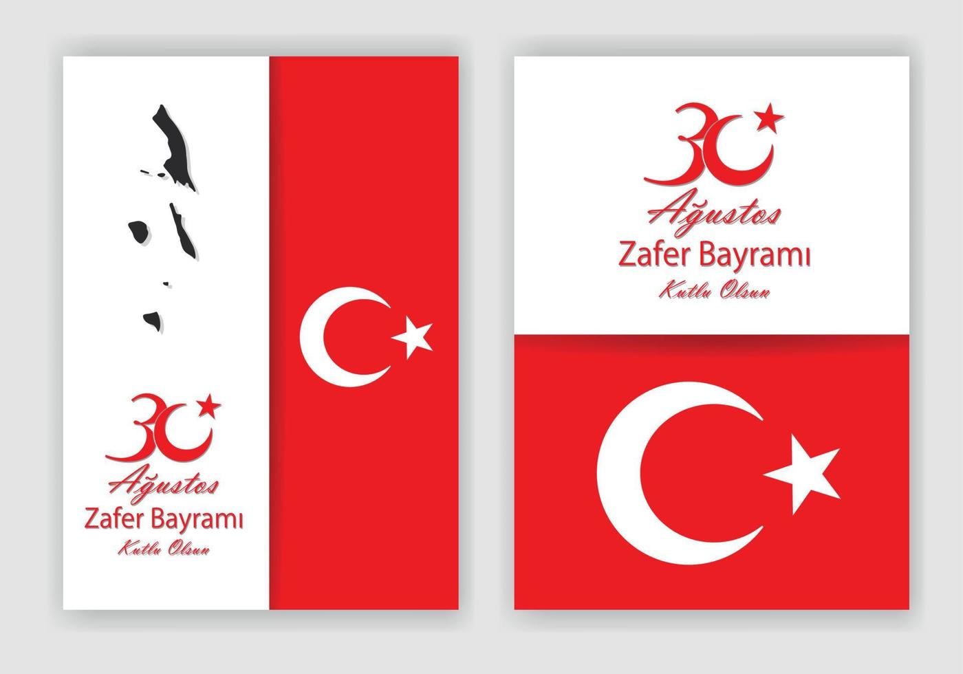 30 de agosto celebração da vitória e do dia nacional na turquia. modelo de cartão de felicitações. vetor
