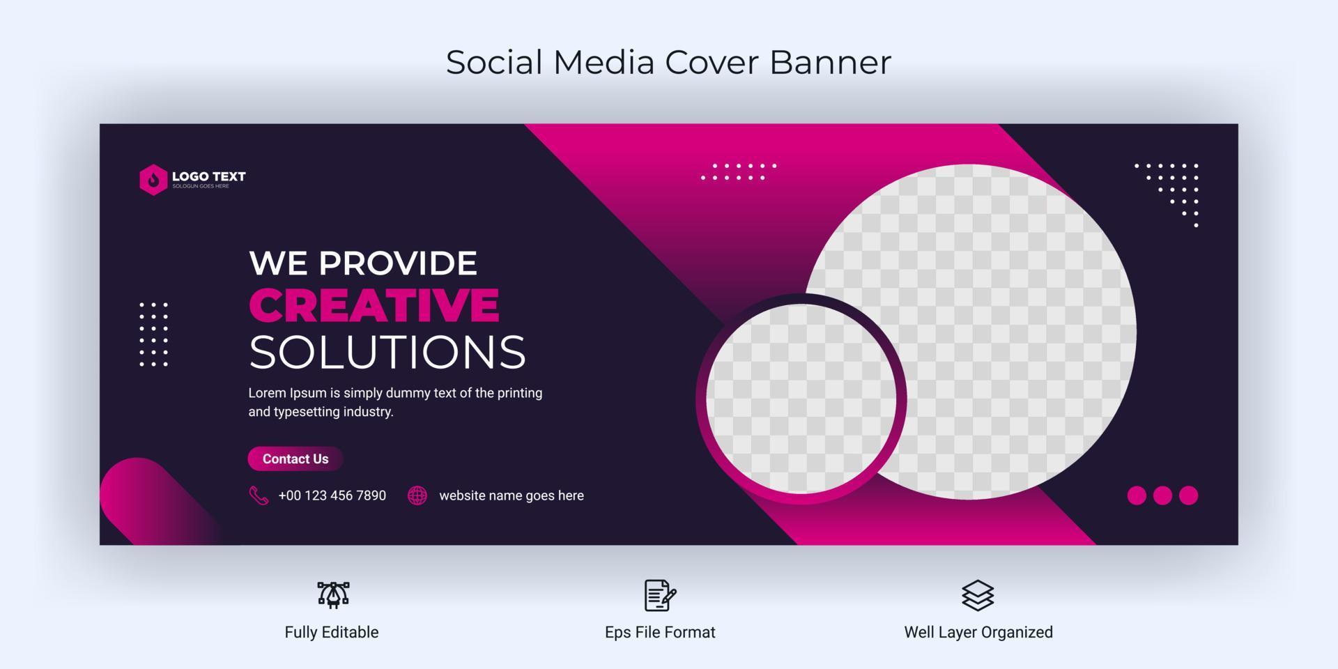 modelo de postagem de banner de capa de mídia social de marketing de negócios corporativos criativos vetor