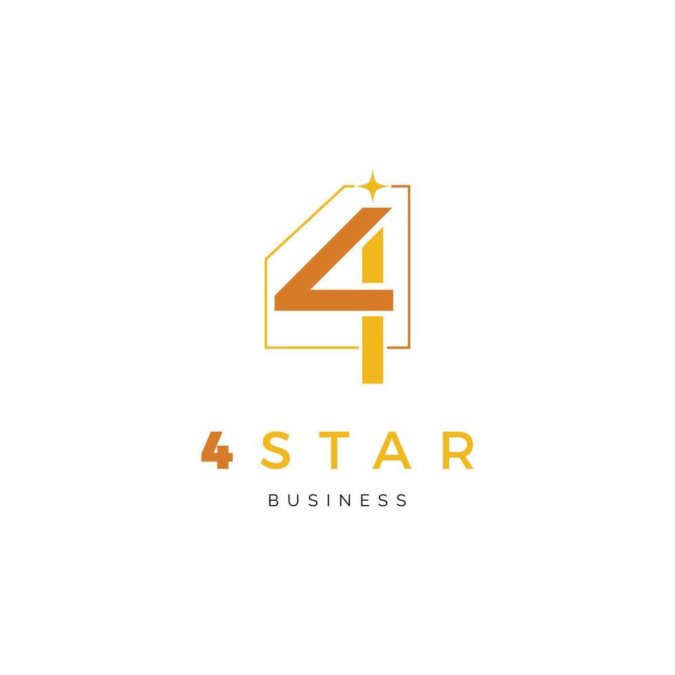 letra inicial número quatro ou número 4 modelo de design de logotipo de ícone de estrela vetor