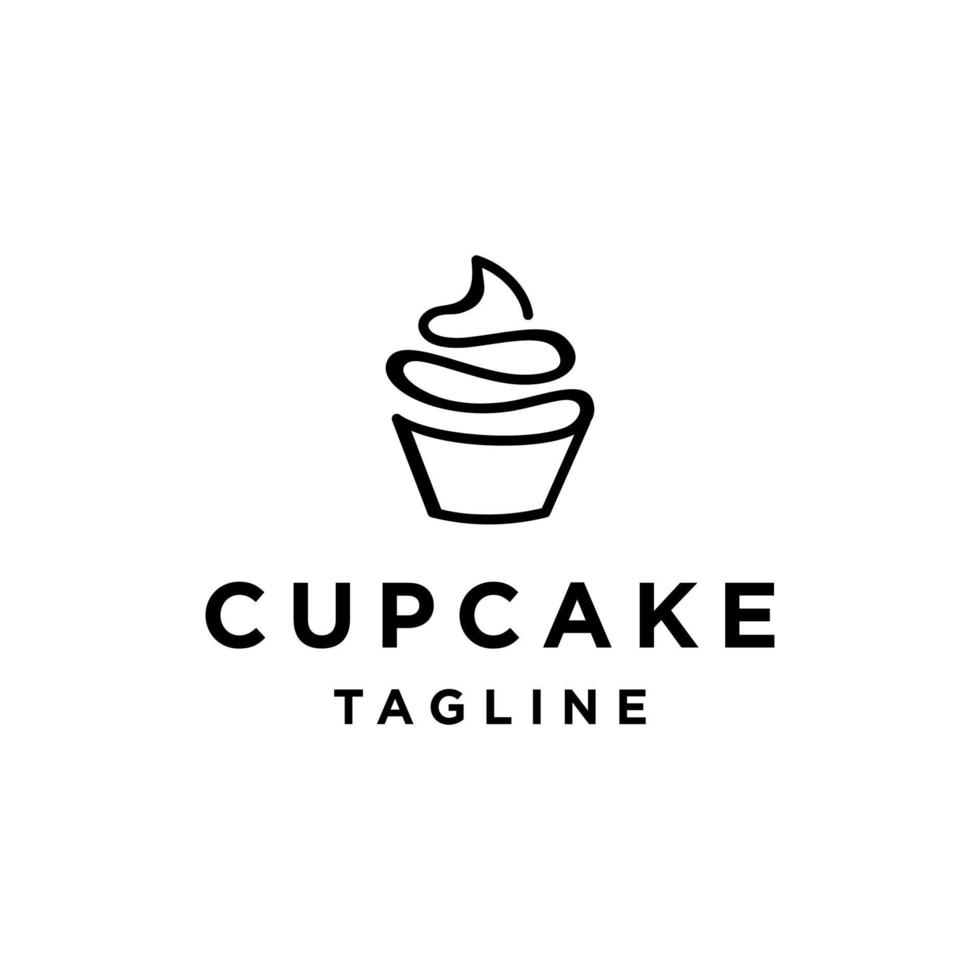 ilustração em vetor design de logotipo de padaria de cupcake de linha simples