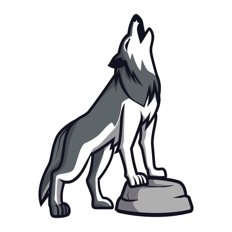 design de ilustração de uivo de lobo vetor