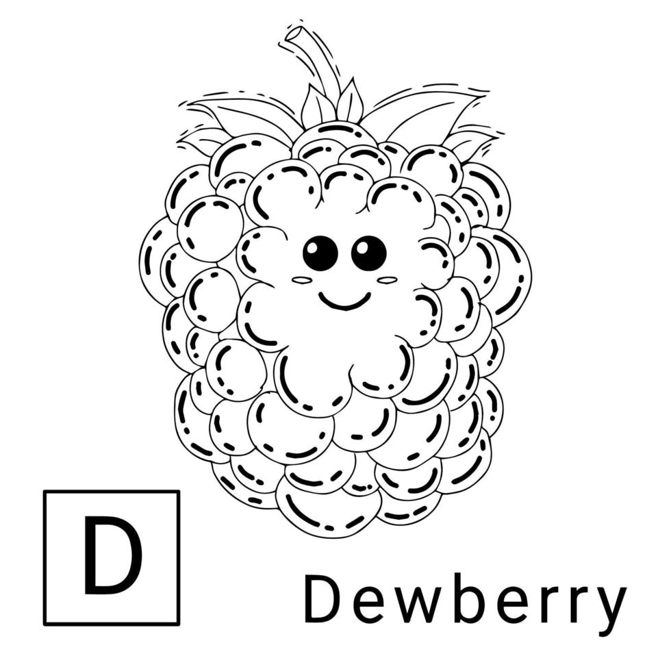 desenho para colorir página alfabeto de frutas vetor
