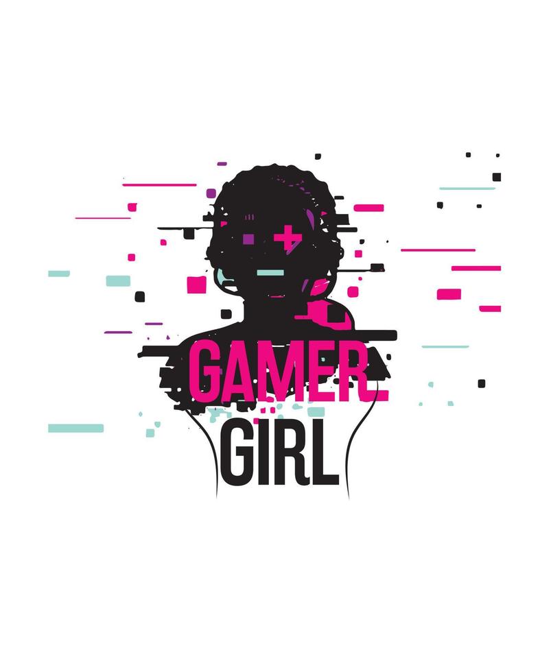 design de modelo de camiseta gamer girl. vetor