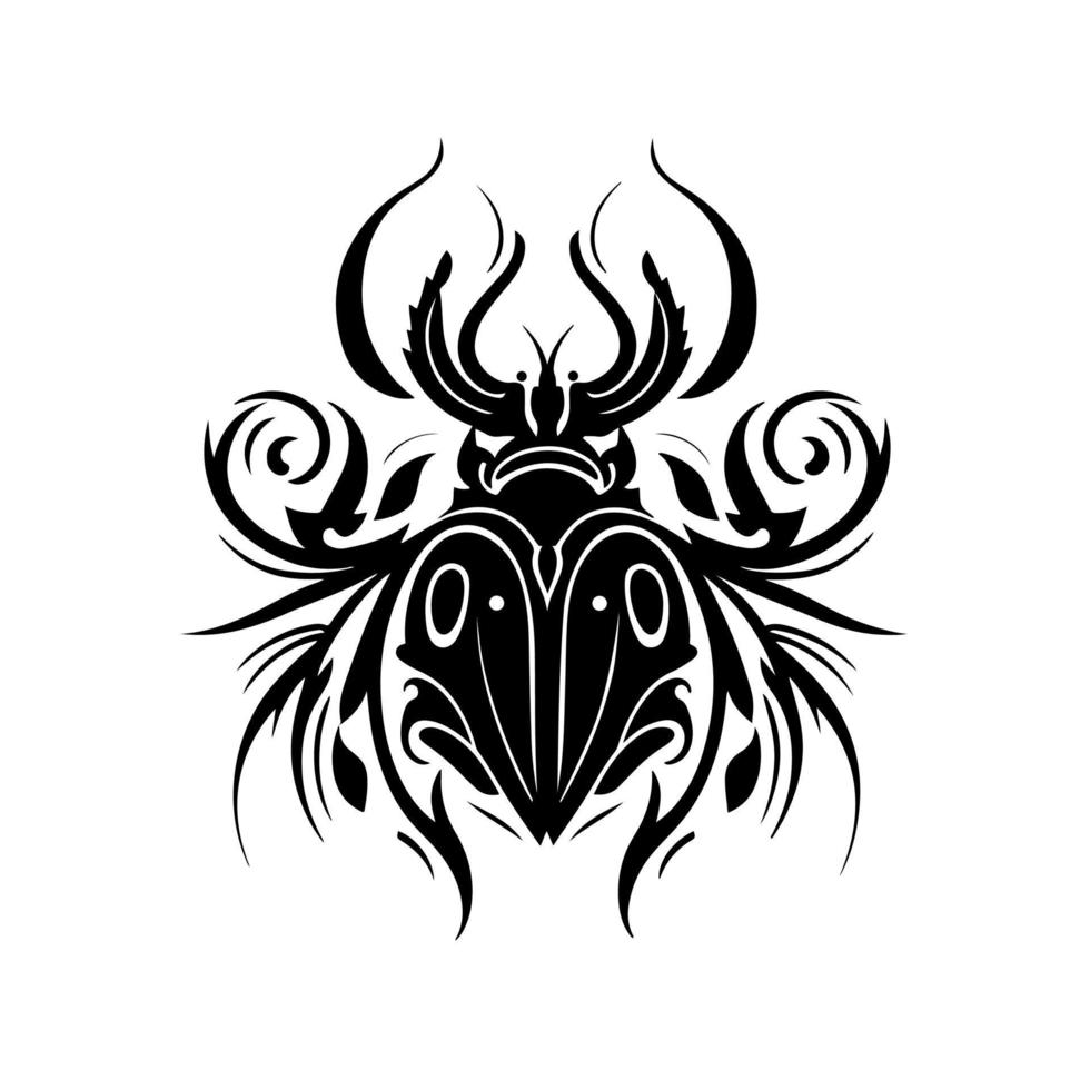 sinal de bug ornamental preto. imagem vetorial para tatuagem, logotipo, emblema, bordado, corte a laser, sublimação. vetor