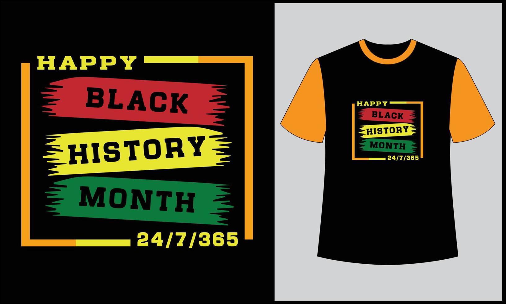 ilustração de tipografia de mês de história negra feliz design de camiseta vetor