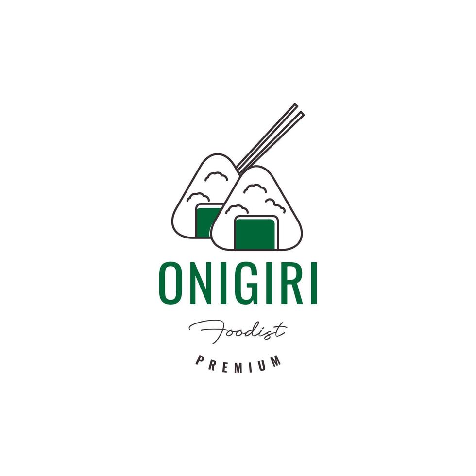 comida japonesa onigiri receita deliciosa design de logotipo de arroz nori modelo de ilustração de ícone vetorial vetor