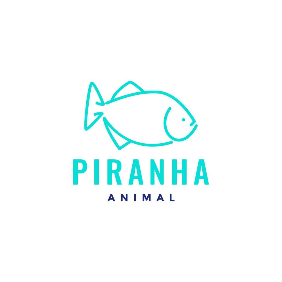 peixe de praia piranha animal criatura água lago rio perigo mínimo design de logotipo modelo de ilustração de ícone vetorial vetor