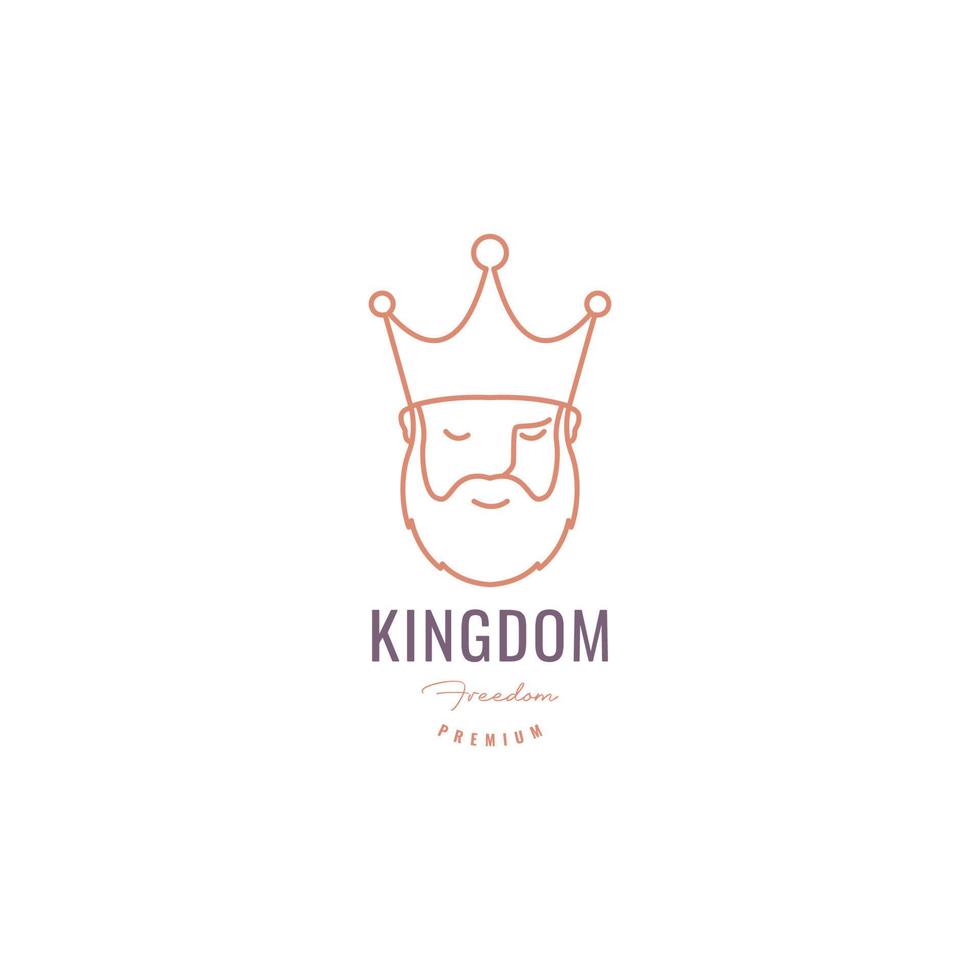 relaxe rei do reino coroa mascote barbudo desenho animado sorriso modelo de ilustração de ícone vetorial vetor