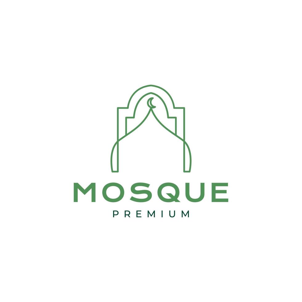 mesquita de cúpula e portão rezar religião muçulmana design de logotipo minimalista modelo de ilustração de ícone vetorial vetor