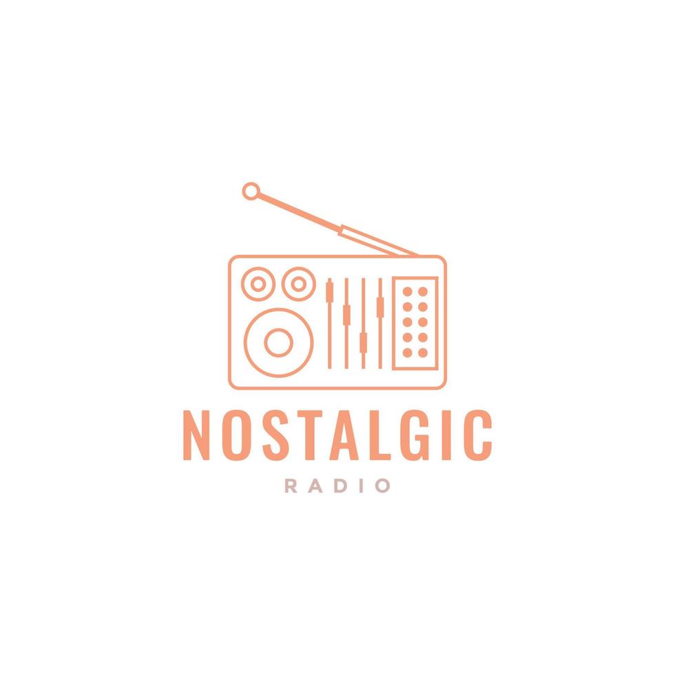 lenda do rádio nostálgico linha de transmissão de música modelo de ilustração de logotipo design de ícone vetorial vetor