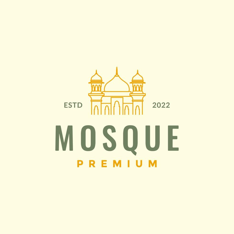 cúpula de mesquita rezar linhas de religião muçulmana design de logotipo hipster minimalista modelo de ilustração de ícone vetorial vetor