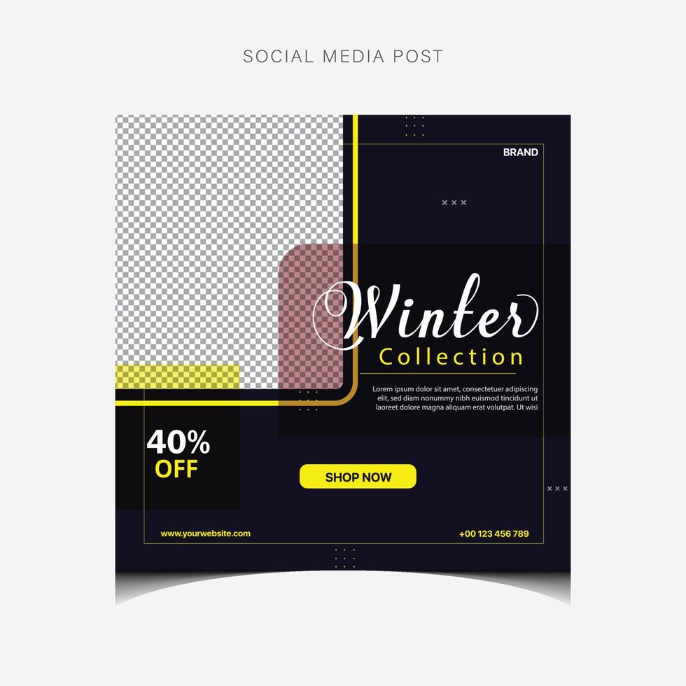 modelo de design de postagem de mídia social de venda de moda de coleção de inverno vetor