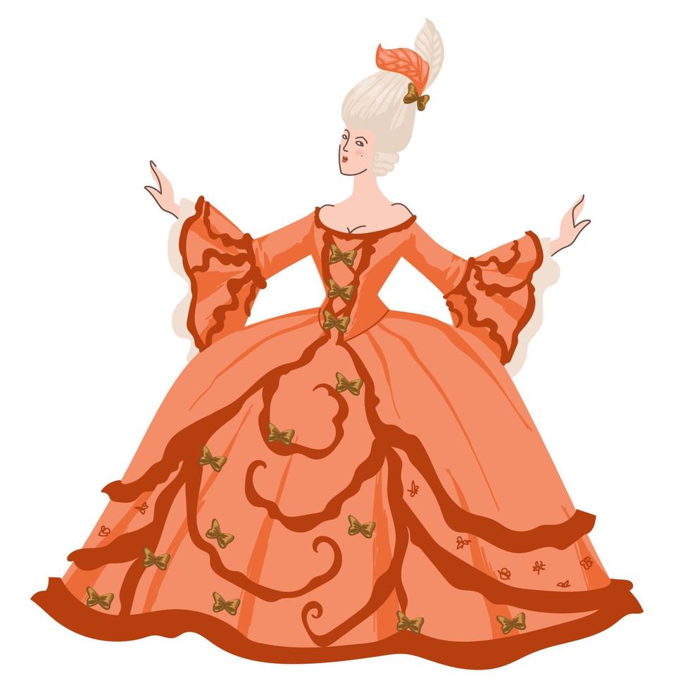barroco ou rococó, mulher em traje tradicional vetor