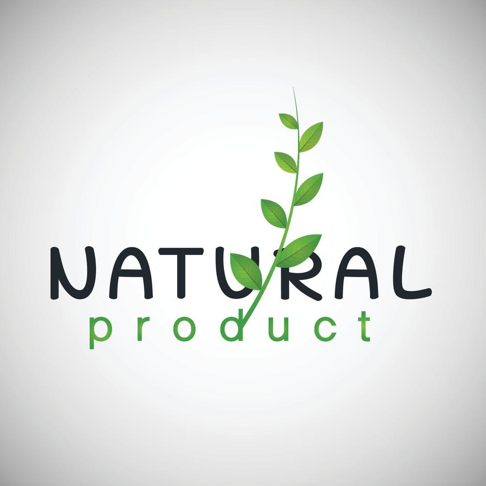 modelo de design de logotipo de produto natural. ramo com folhas verdes vetor