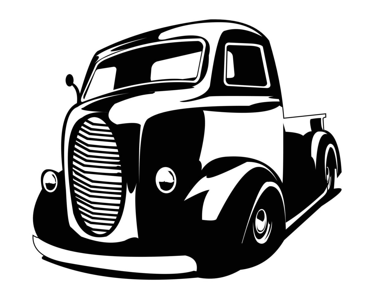 caminhões antigos 1947 silhuetas. vista de fundo branco isolado frontal. melhor para a indústria de caminhões. disponível no eps 10. vetor