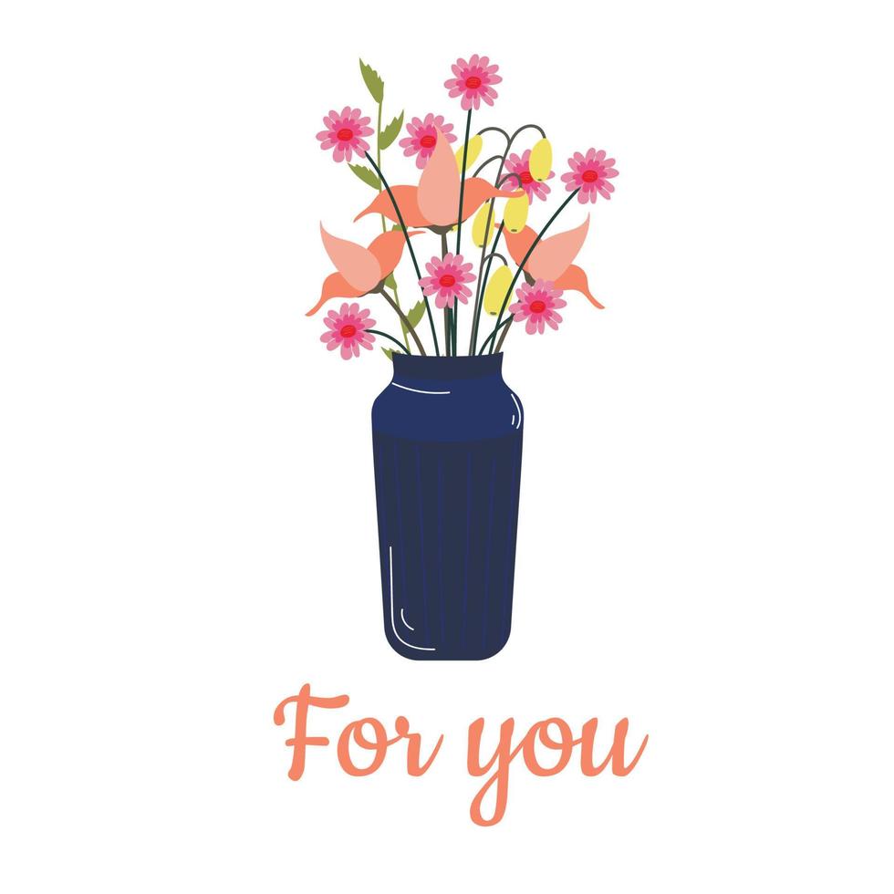 linda flor desabrochando em um vaso e potes. isolado no fundo branco. elemento decorativo para desenhos florais. ilustração vetorial em um estilo simples. vetor